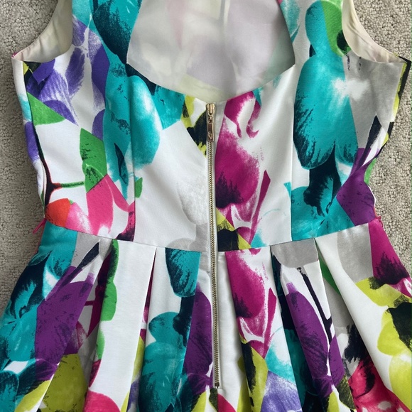 Eliza J Floral Print Fit & Flare Midi Dress Multi-Colored 6 Spring Summer Party - Picture 7 of 14